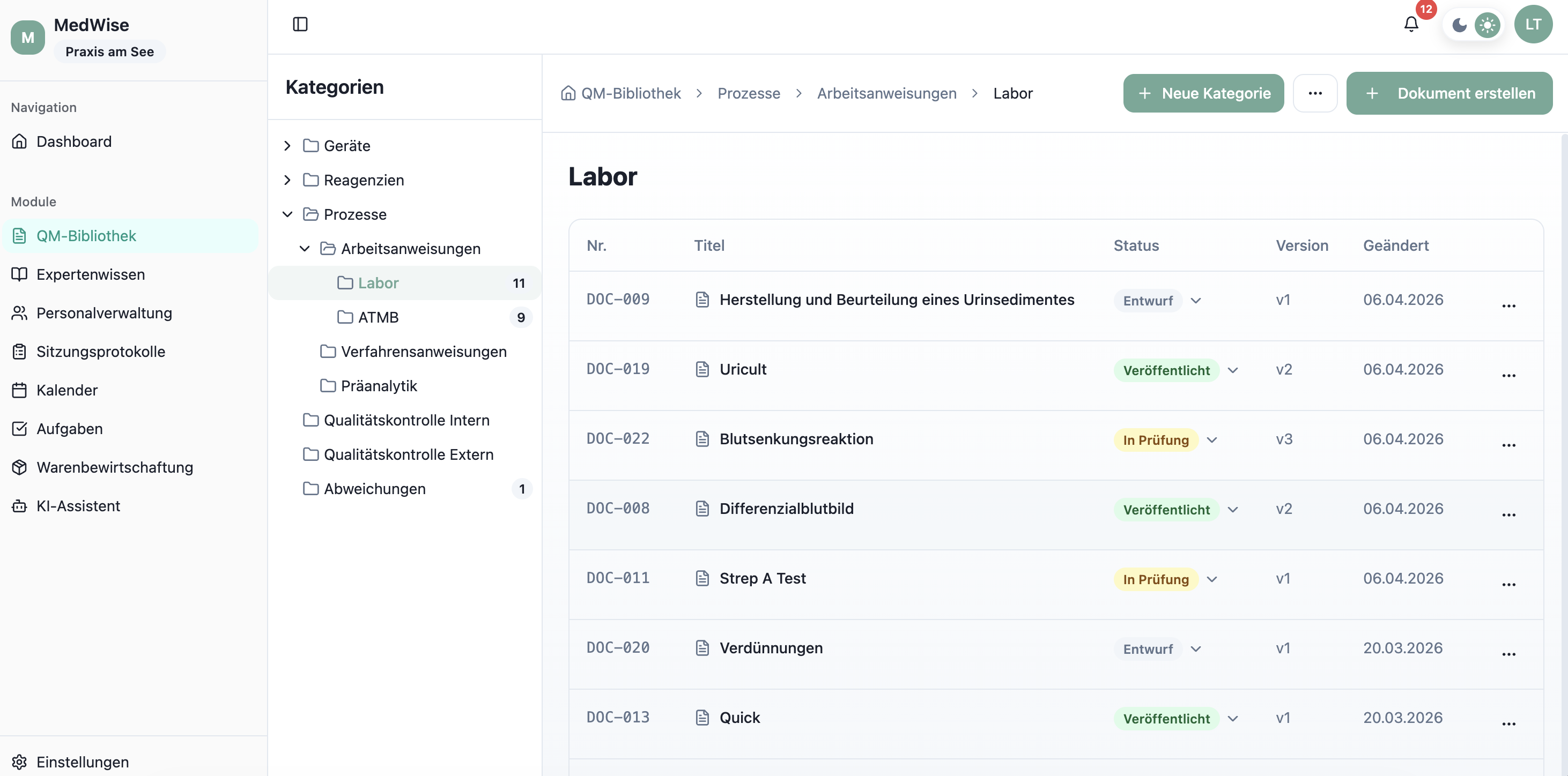 MedWise QM-Bibliothek – Qualitätsmanagement-Dokumente digital verwalten