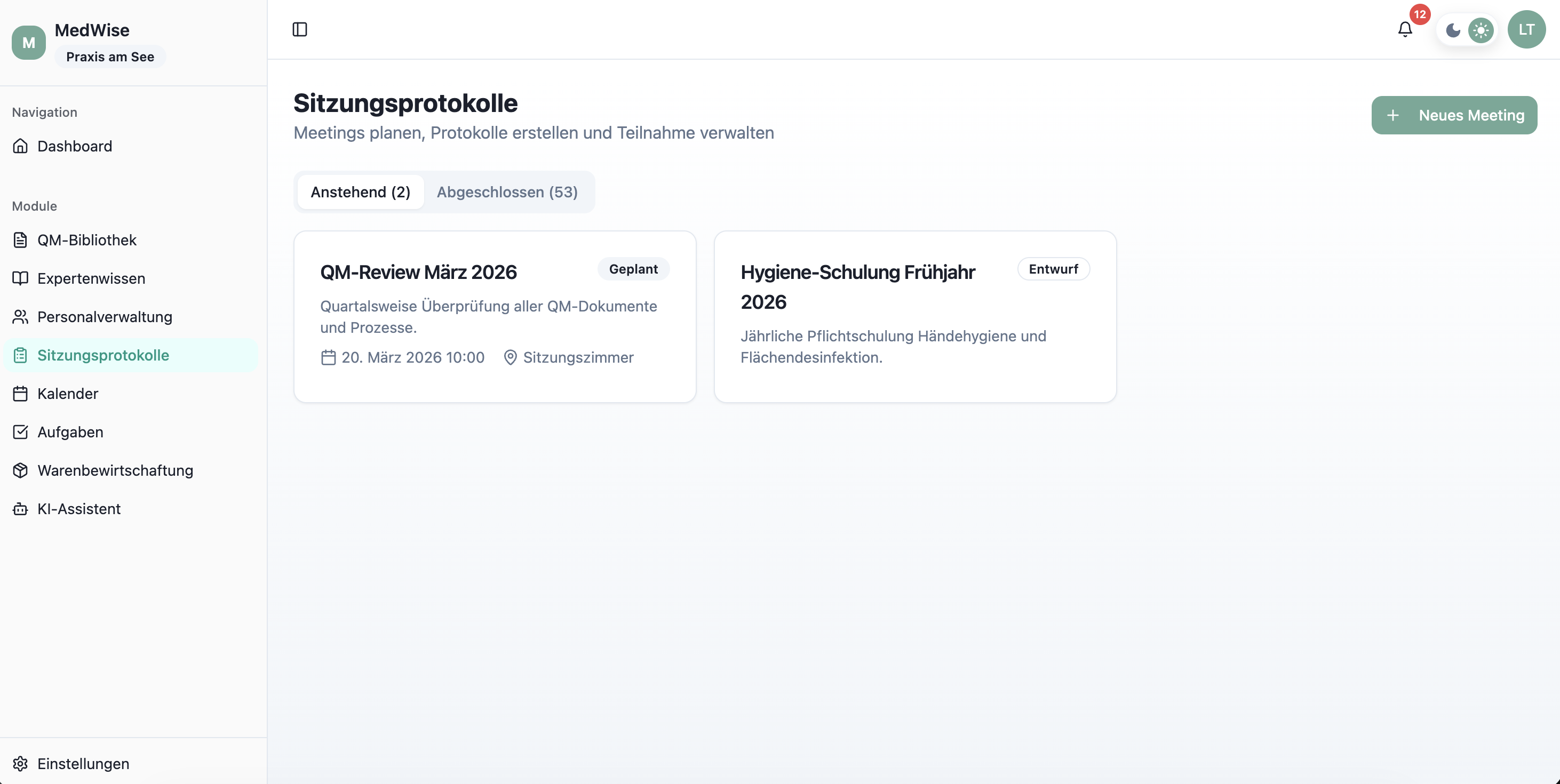 MedWise Sitzungsprotokolle – Teambesprechungen dokumentieren